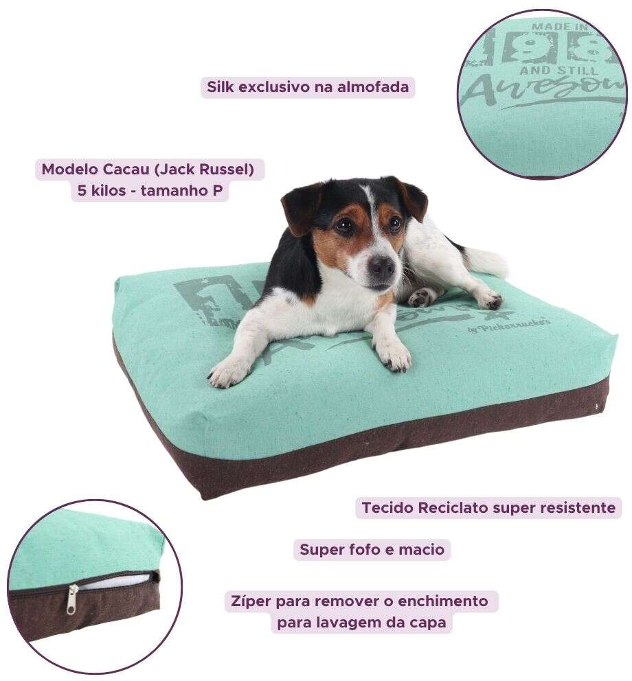 Almofada Puff Pickorruchos Retrô Reciclato Mint - Tam. G