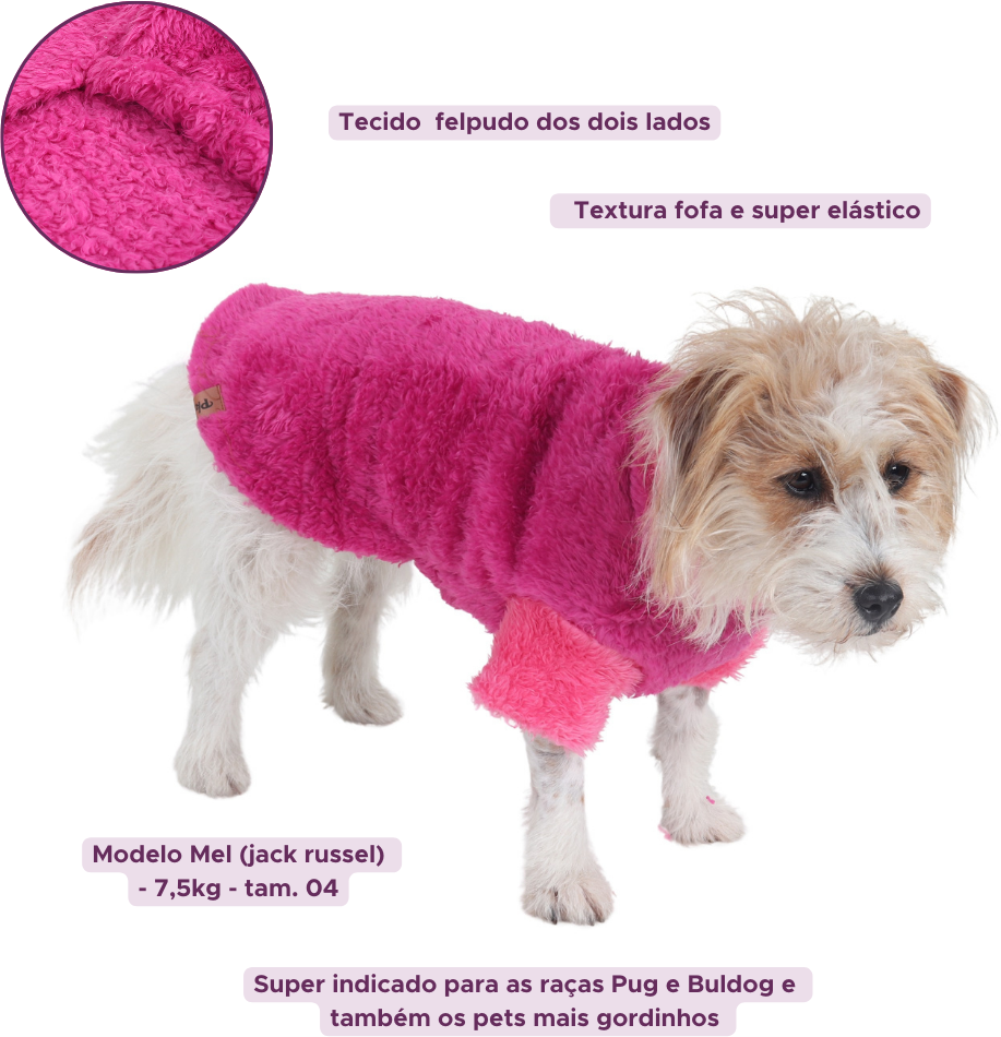 Moletom Urso Felpudo Pickorruchos Rosa - Tam. 05