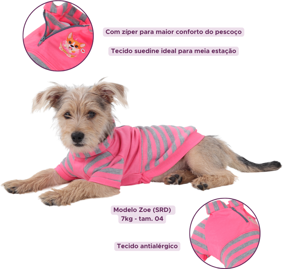 Agasalho Antialérgico Kids Pickorruchos Rosa - Tam. 06