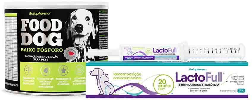 Kit Suplemento Vitamínico Botupharma Pet Lacto Full Probiótico e Prebiótico e Pet Food Dog Baixo Fósforo - KIT