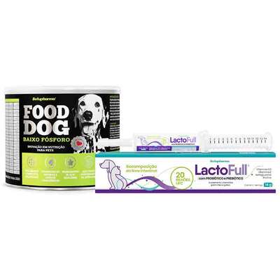 Kit Suplemento Vitamínico Botupharma Pet Lacto Full Probiótico e Prebiótico e Pet Food Dog Baixo Fósforo - KIT
