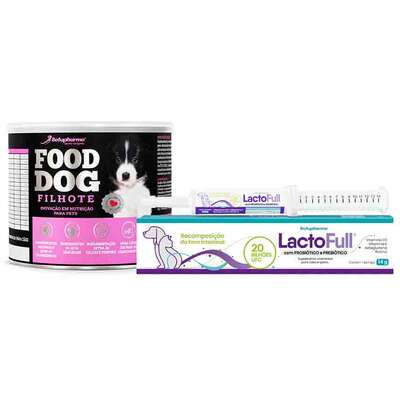 Kit Suplemento Vitamínico Botupharma Pet Lacto Full Probiótico e Prebiótico e Pet Food Dog Crescimento - KIT