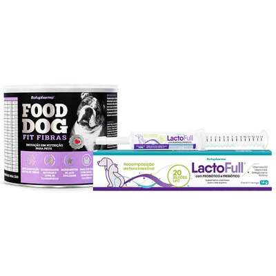 Kit Suplemento Vitamínico Botupharma Pet Lacto Full Probiótico e Prebiótico e Pet Food Dog Fit Fibras - KIT
