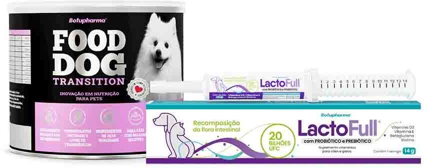Kit Suplemento Vitamínico Botupharma Pet Lacto Full Probiótico e Prebiótico e Pet Food Dog Minerais - KIT