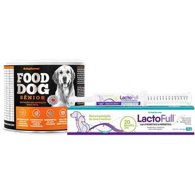 Kit Suplemento Vitamínico Botupharma Pet Lacto Full Probiótico e Prebiótico e Pet Food Dog Sênior - KIT