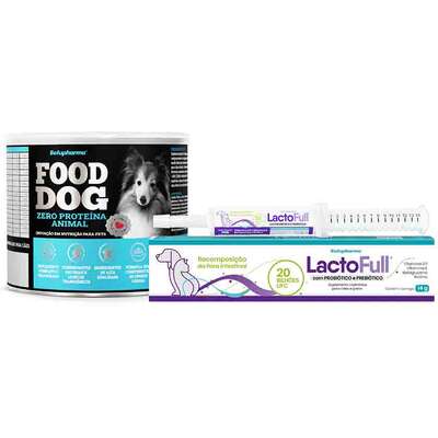 Kit Suplemento Vitamínico Botupharma Pet Lacto Full Probiótico e Prebiótico e Pet Food Dog Zero Proteína Animal - KIT