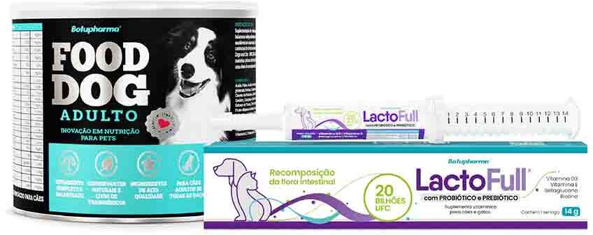 Kit Suplemento Vitamínico Botupharma Pet Lacto Full Probiótico e Prebiótico e Pet Food Dog Adulto Manutenção - KIT