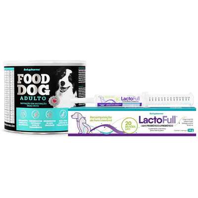 Kit Suplemento Vitamínico Botupharma Pet Lacto Full Probiótico e Prebiótico e Pet Food Dog Adulto Manutenção - KIT