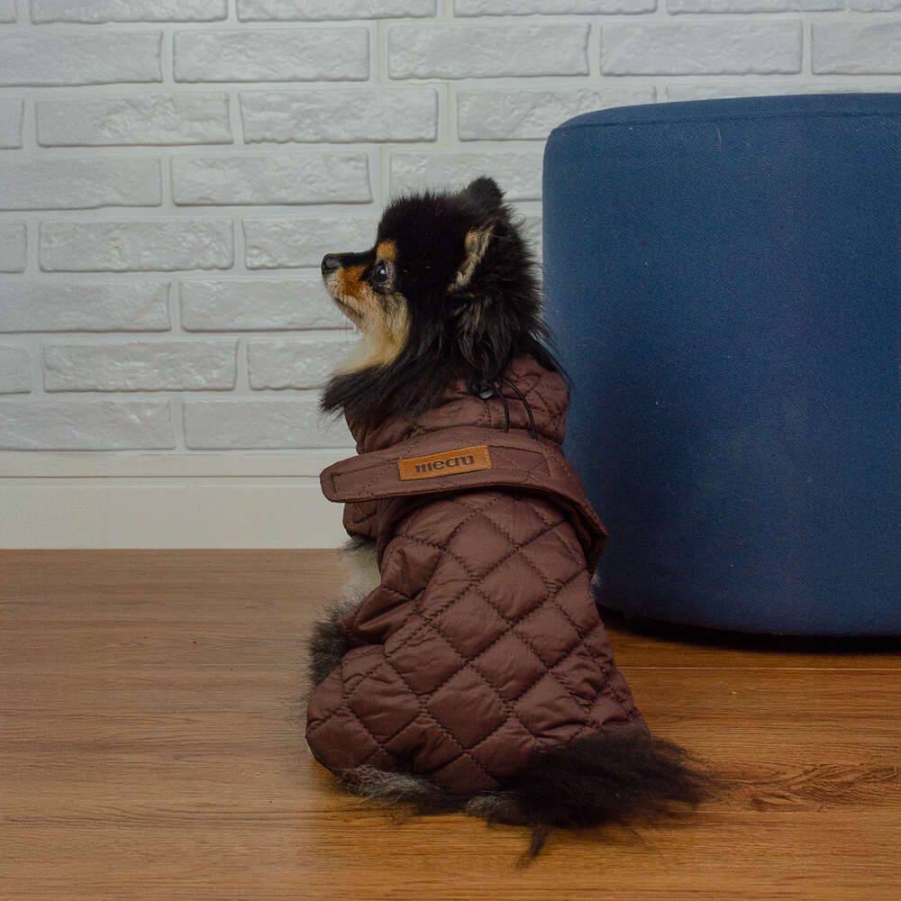Jaqueta Meau Puffer Matelassê com Velcro Marrom - Tam. 04
