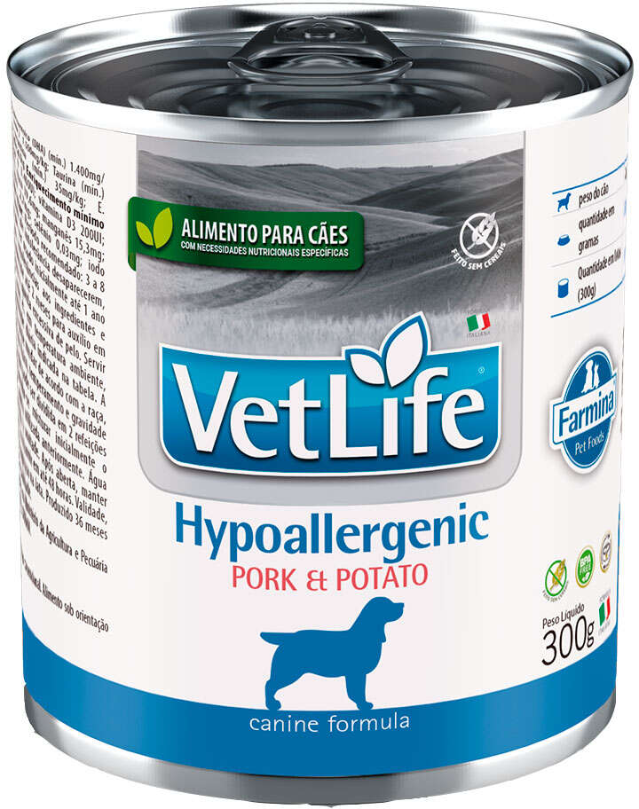 Ração Úmida Farmina Vet Life Hypoallergenic Porco e Batata para Cães Adultos - 300 g