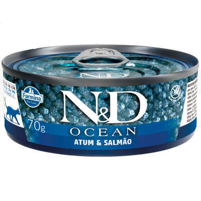 Ração Úmida Lata Farmina N&D Ocean Atum e Salmão para Gatos Adultos