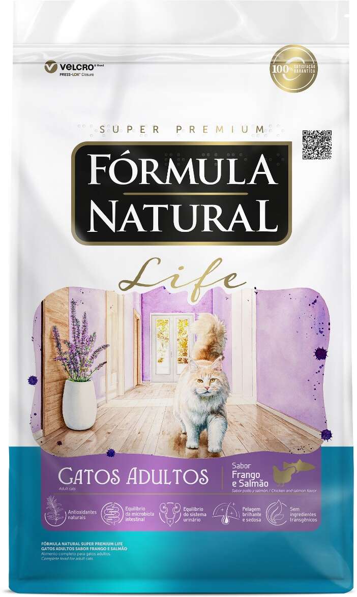 Ração Seca Fórmula Natural Life para Gatos Adultos Sabor Frango e Salmão - 10,1Kg