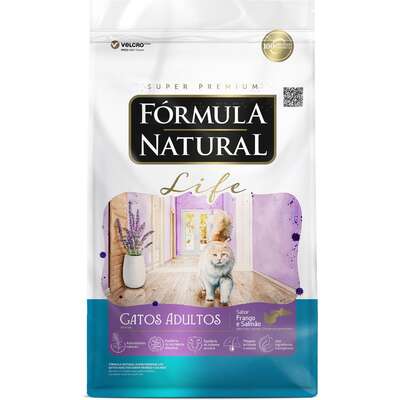Ração Seca Fórmula Natural Life para Gatos Adultos Sabor Frango e Salmão