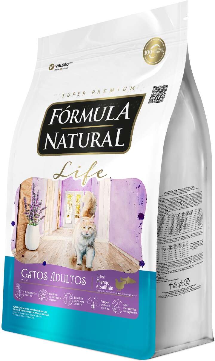 Ração Seca Fórmula Natural Life para Gatos Adultos Sabor Frango e Salmão - 10,1Kg