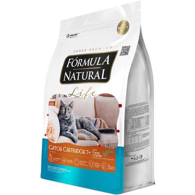 Ração Seca Fórmula Natural Life para Gatos Castrados Sabor Frango e Salmão 7+”