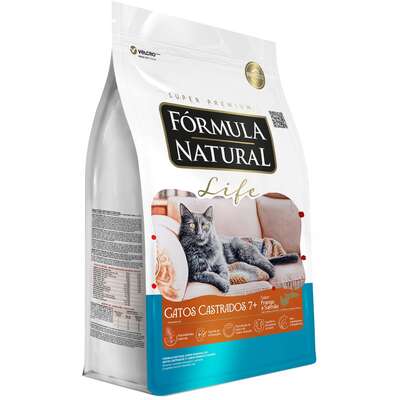 Ração Seca Fórmula Natural Life para Gatos Castrados Sabor Frango e Salmão 7+”