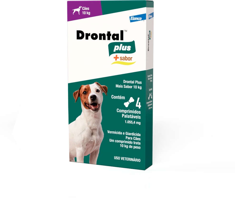 Vermífugo Elanco Drontal Plus Sabor Carne para Cães 10Kg - 4 Comprimidos