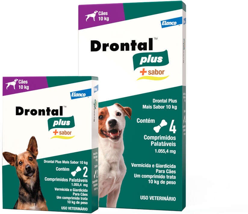 Vermífugo Elanco Drontal Plus Sabor Carne para Cães 10Kg - 4 Comprimidos