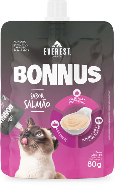 Petisco Cremoso Everest Bonnus para Gatos Sabor Salmão - 80 g