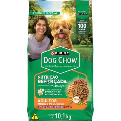Ração Seca Nestlé Purina Dog Chow Extra Life Cães Adultos Carne, Frango e Arroz Raças Mini e Pequenas