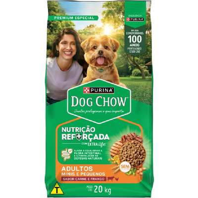 Ração Seca Nestlé Purina Dog Chow Extra Life Cães Adultos Carne, Frango e Arroz Raças Mini e Pequenas