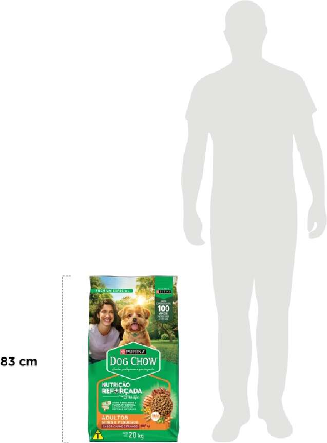 Ração Seca Nestlé Purina Dog Chow Extra Life Cães Adultos Carne, Frango e Arroz Raças Mini e Pequenas - 20Kg