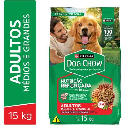 Ração Seca Nestlé Purina Dog Chow Extra Life Carne, Frango e Arroz Cães Adultos Todas as Raças