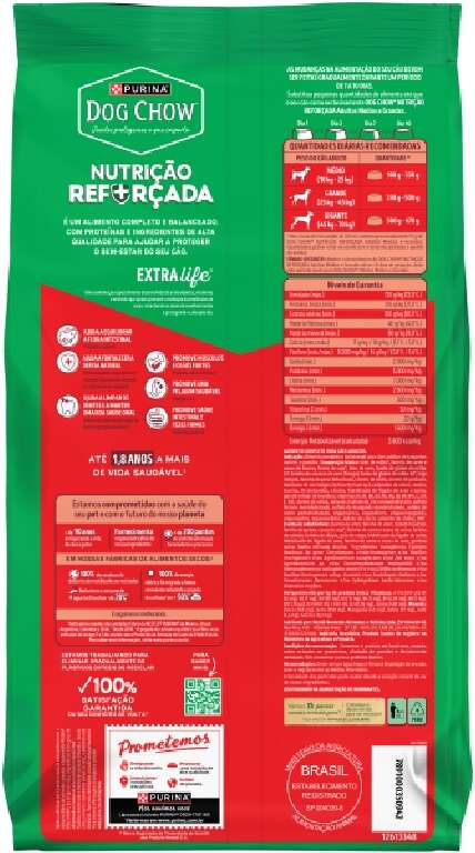 Ração Seca Nestlé Purina Dog Chow Extra Life Carne, Frango e Arroz Cães Adultos Raças Médias e Grandes - 20Kg
