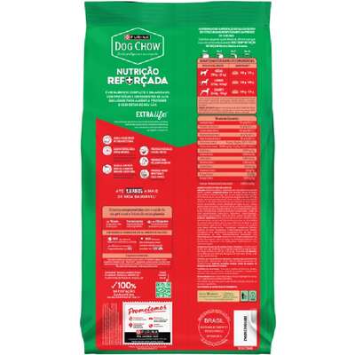 Ração Seca Nestlé Purina Dog Chow Extra Life Carne, Frango e Arroz Cães Adultos Raças Médias e Grandes
