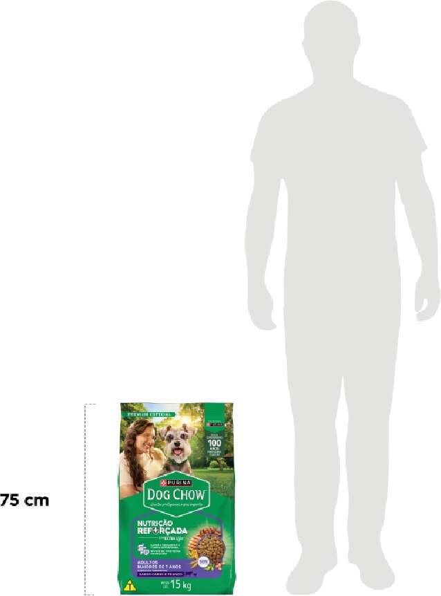 Ração Seca Nestlé Purina Dog Chow Extra Life Carne, Frango e Arroz Cães Adulto 7+ Todas as Raças - 15Kg
