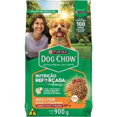 Ração Seca Nestlé Purina Dog Chow Extra Life Cães Adultos Carne, Frango e Arroz Raças Mini e Pequenas
