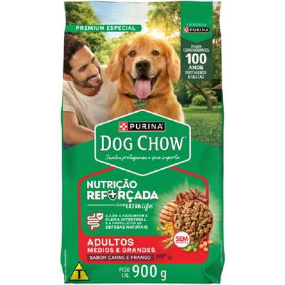 Ração Seca Nestlé Purina Dog Chow Extra Life Carne, Frango e Arroz Cães Adultos Raças Médias e Grandes