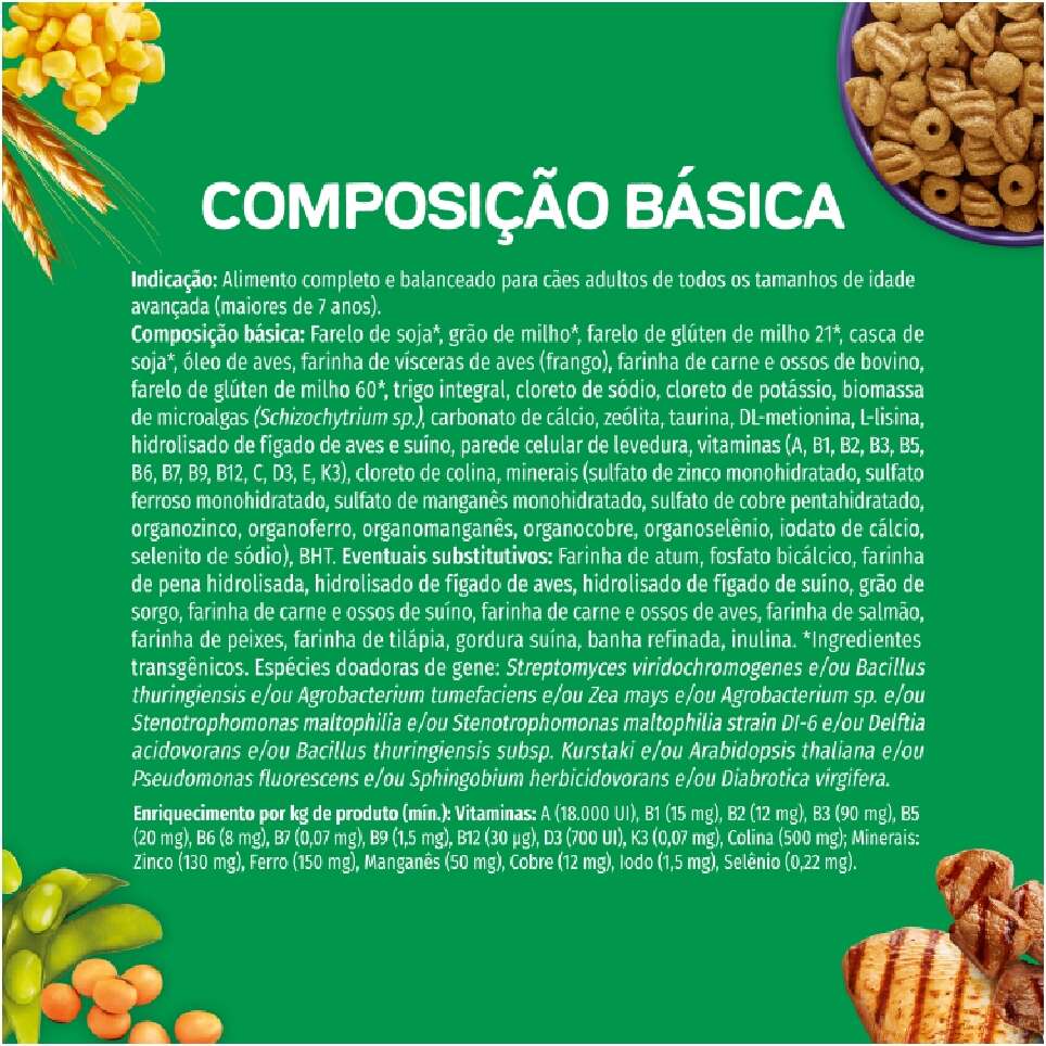 Ração Seca Nestlé Purina Dog Chow Extra Life Carne, Frango e Arroz Cães Adulto 7+ Todas as Raças - 15Kg