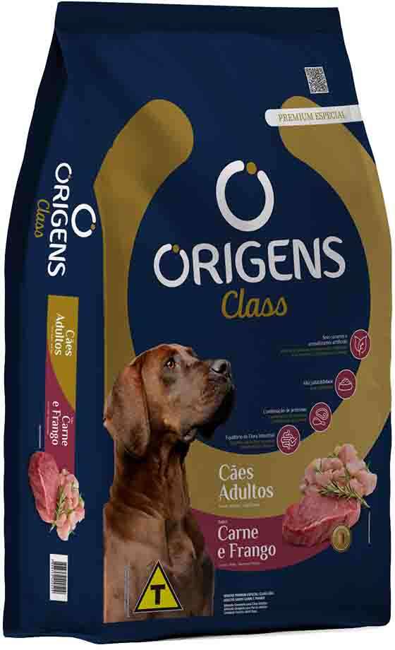 Ração Seca Origens Class Carne e Frango para Cães Adultos - 20Kg