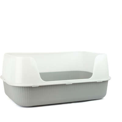 Caixa de Areia Classic Side com Pá Meau Cinza para Gatos”