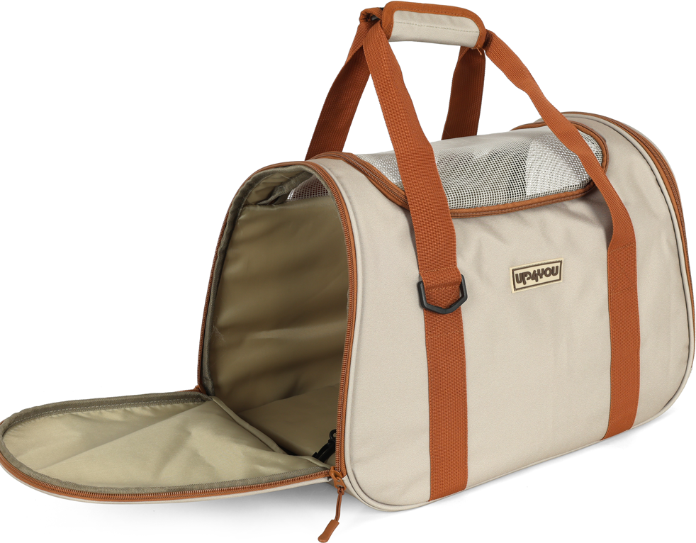 Bolsa de Mão para Transporte Up4you Plush Bege para Cães e Gatos - Tam. Único