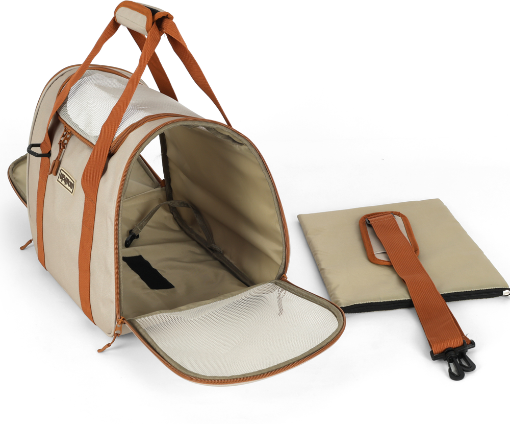 Bolsa de Mão para Transporte Up4you Plush Bege para Cães e Gatos - Tam. Único