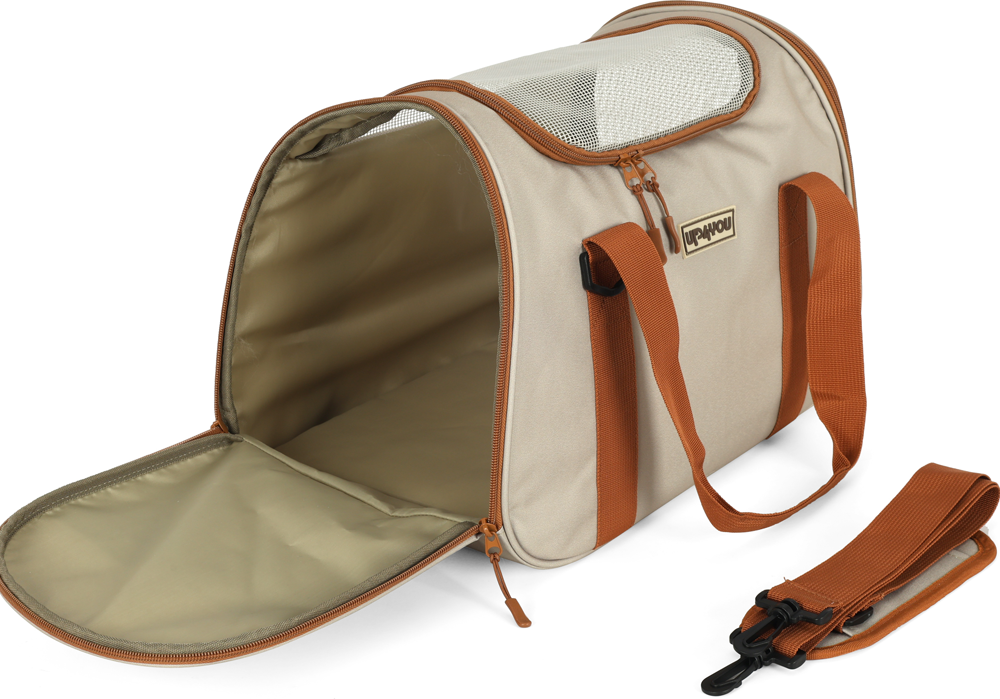 Bolsa de Mão para Transporte Up4you Plush Bege para Cães e Gatos - Tam. Único
