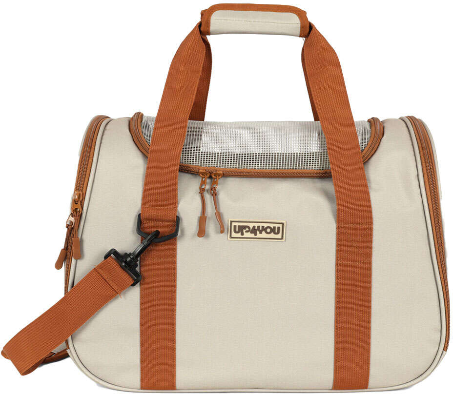 Bolsa de Mão para Transporte Up4you Plush Bege para Cães e Gatos - Tam. Único