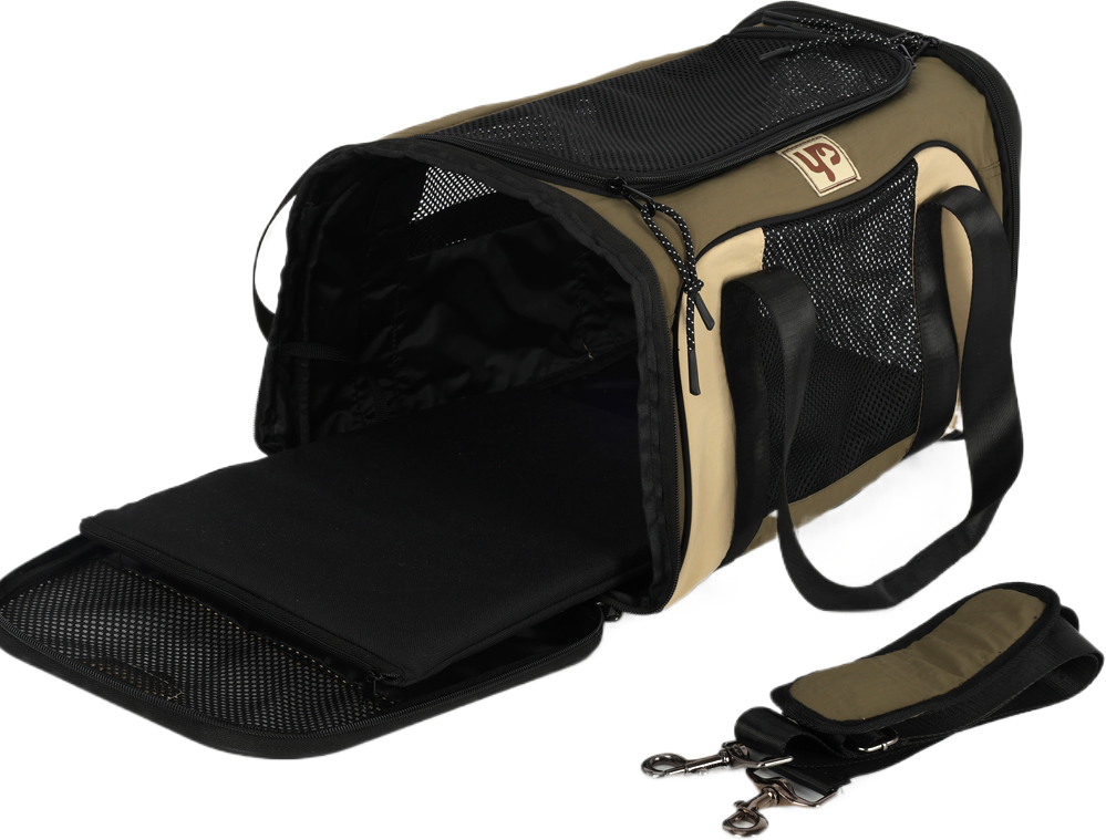 Bolsa de Transporte Abertura Dupla Up4you Camp Bege para Cães e Gatos - Tam. Único