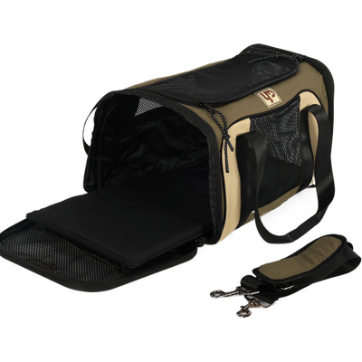 Bolsa de Transporte Abertura Dupla Up4you Camp Bege para Cães e Gatos