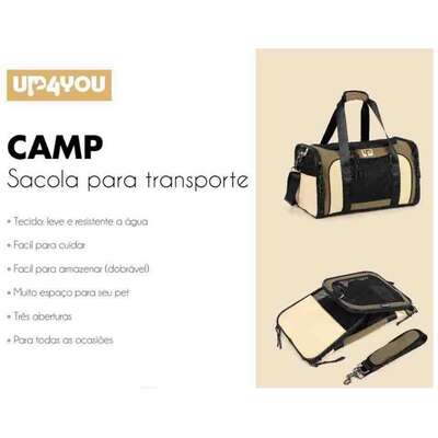 Bolsa de Transporte Abertura Dupla Up4you Camp Bege para Cães e Gatos