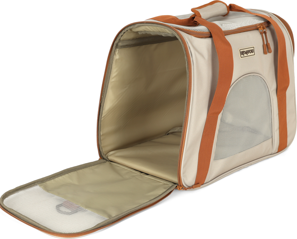 Bolsa de Transporte Média Up4you Plush Bege para Cães e Gatos - Tam. Único