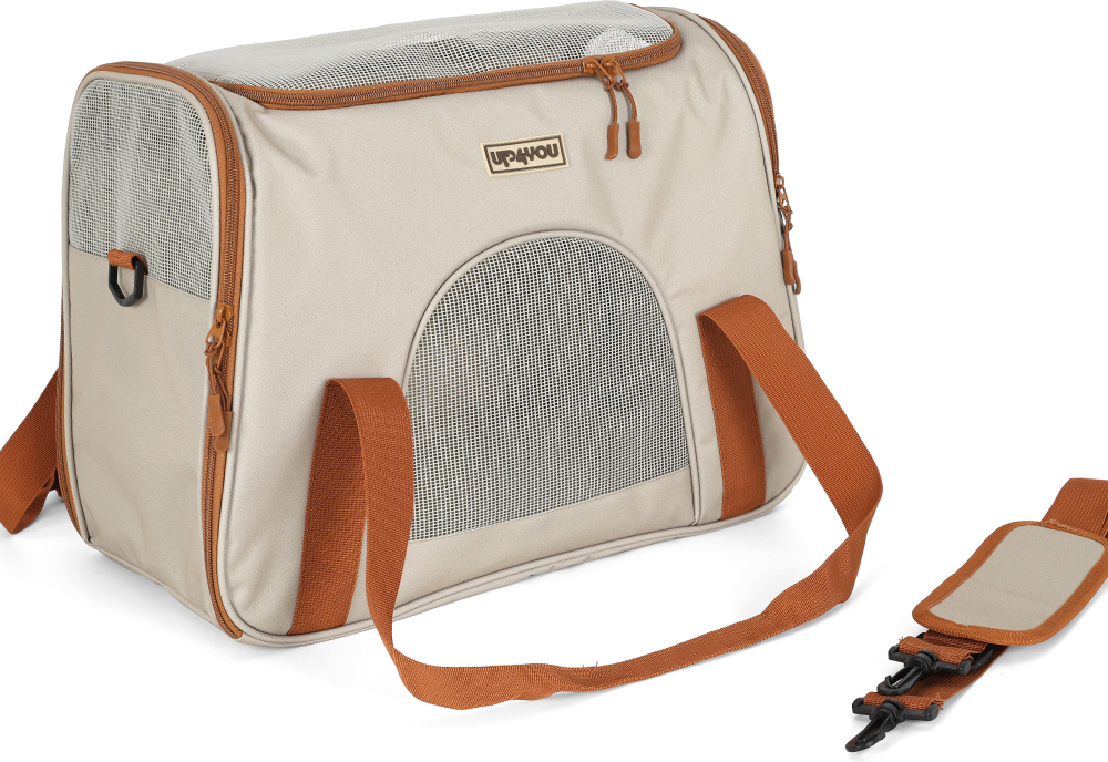 Bolsa de Transporte Média Up4you Plush Bege para Cães e Gatos - Tam. Único