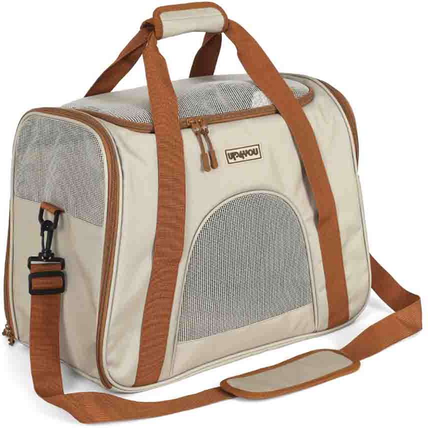 Bolsa de Transporte Média Up4you Plush Bege para Cães e Gatos - Tam. Único