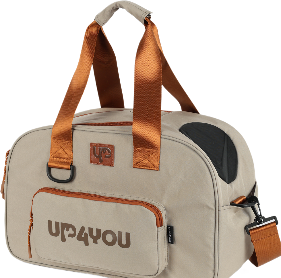 Bolsa de Transporte para Viagens Up4you Plush Bege para Cães e Gatos - Tam. Único