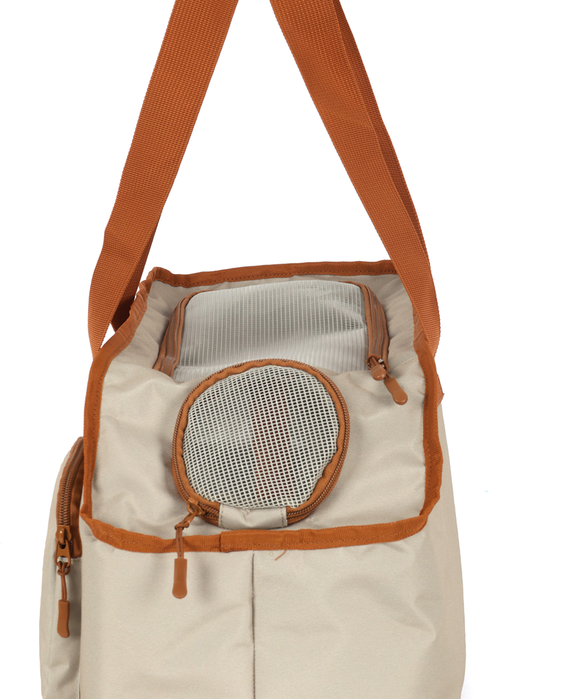 Bolsa de Transporte Pequena Up4you Plush Bege para Cães e Gatos - Tam. Único