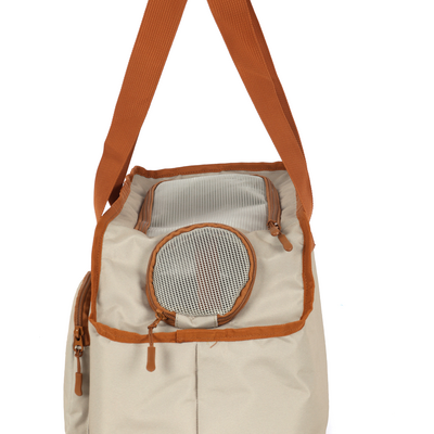 Bolsa de Transporte Pequena Up4you Plush Bege para Cães e Gatos