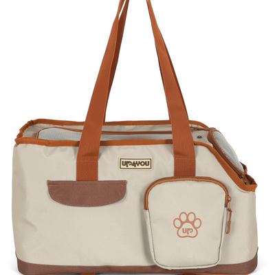 Bolsa de Transporte Pequena Up4you Plush Bege para Cães e Gatos