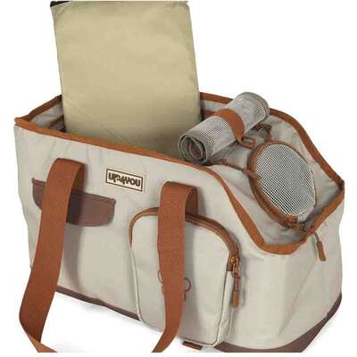 Bolsa de Transporte Pequena Up4you Plush Bege para Cães e Gatos